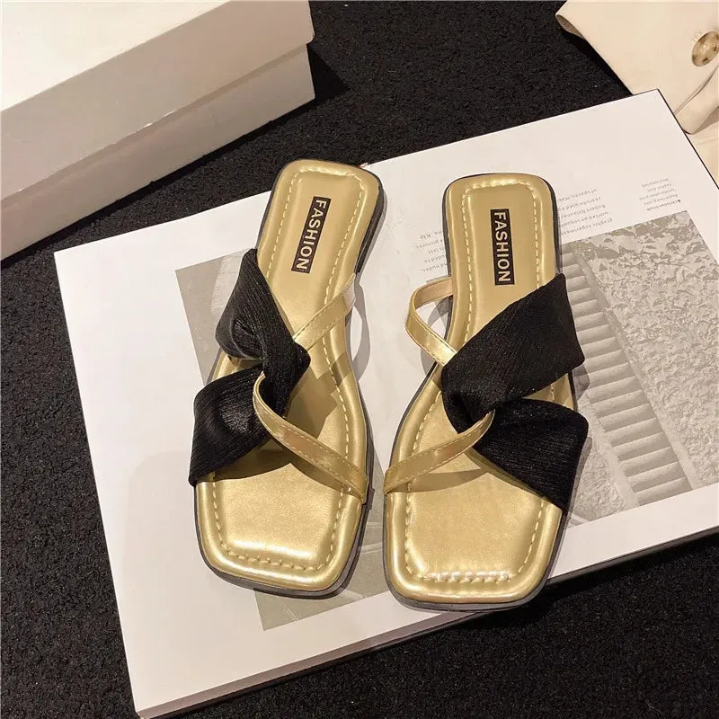 High end French style new niche matching skirt sandals small fragrant style slippers for women to wear in spring