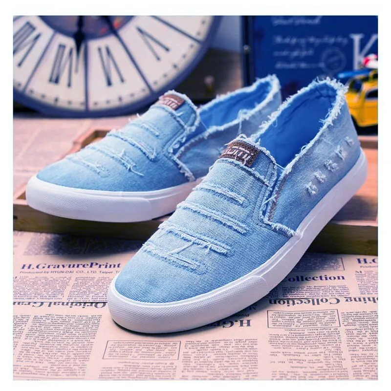 Hnzxzm Spring Summer Canvas Shoes Men Fashion Denim Shoes Slip-on Mens Casual Shoes Hot Sale Ins Cool Shoes Male Loafers