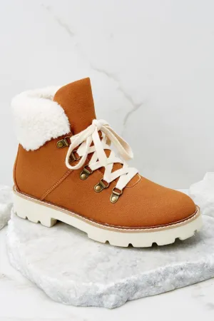 In Step Cognac Lace Up Boots