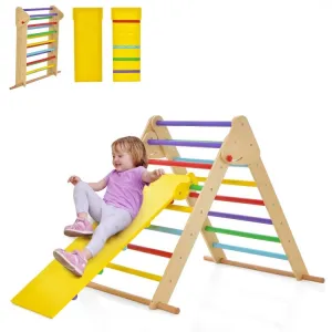 Kids Climbing Triangle Set with Adjustable and Reversible Ramp