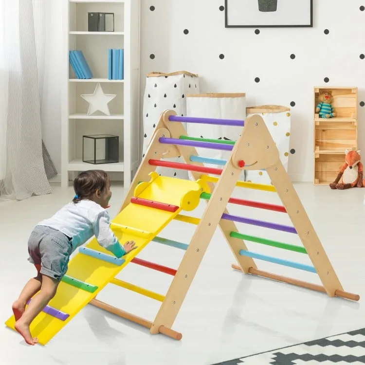 Kids Climbing Triangle Set with Adjustable and Reversible Ramp