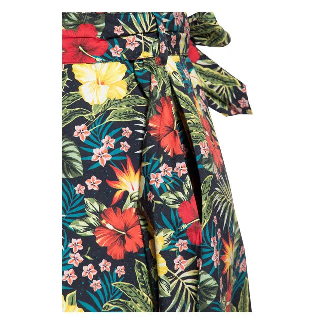 King Kerosin Queen Kerosin Aop Hawaiian Flowers Ladies Dress Black