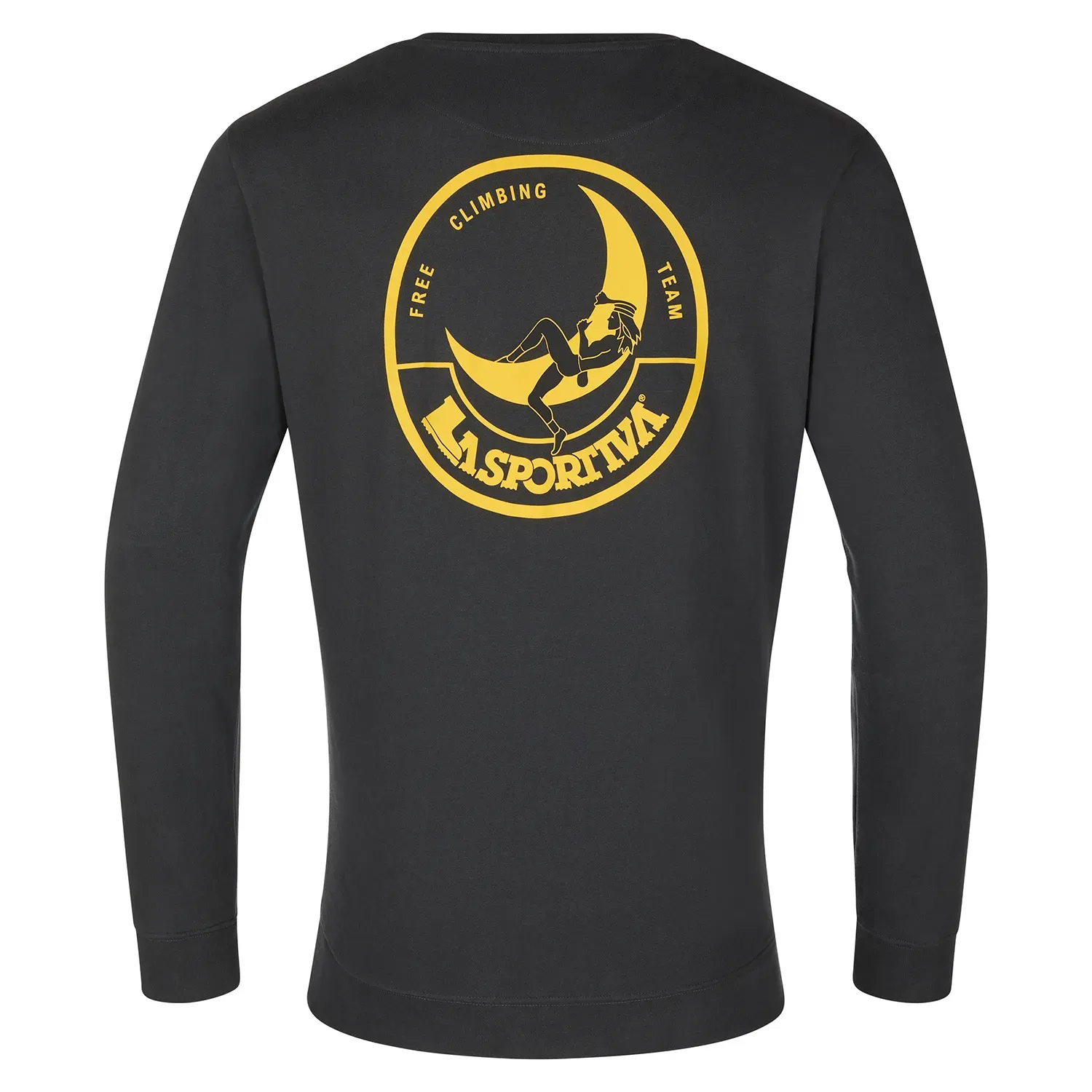 La Sportiva Men&#x27;s Climbing On The Moon Sweatshirt Carbon/Giallo | Buy La Sportiva Men&#x27;s Climbing On The Moon Sweatshirt Carbon/Giallo here | Outnorth