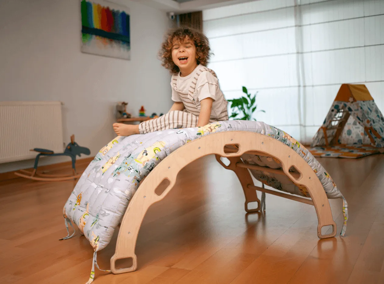 Large Montessori Climbing Arch/Rocker with Pillow Set