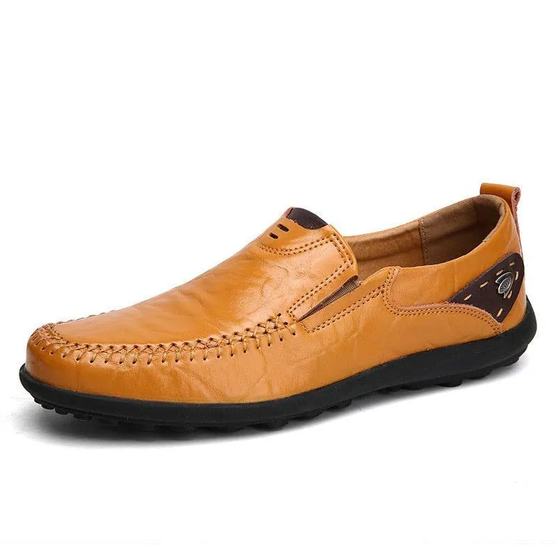 Leather Flat Loafers Brown Men's Casual Shoes #XS8171