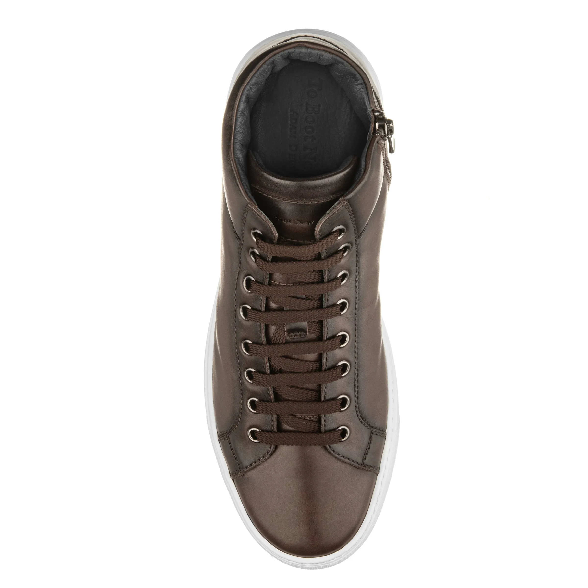 Leonardo Burnished Brown Nappa High Top Sneaker