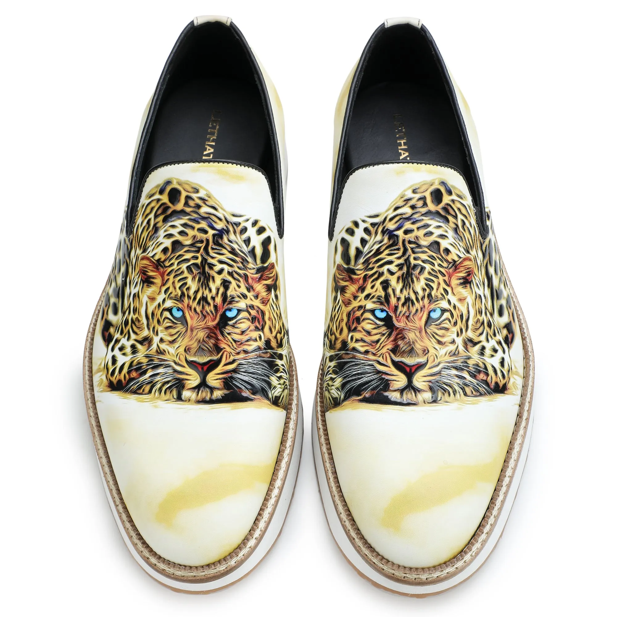 Leopard Designer Print Sneakers - Golden