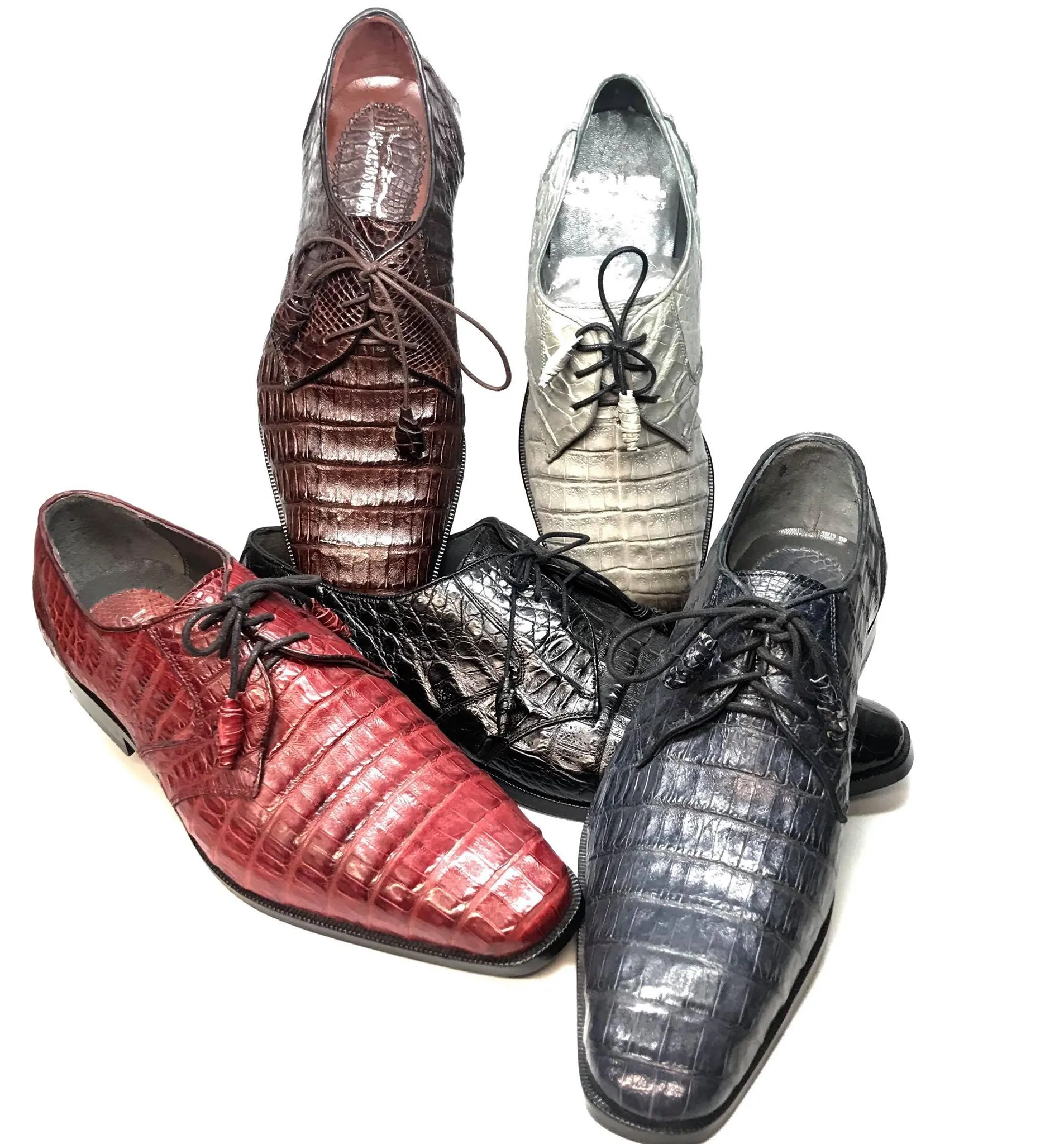 Los Altos All-Over Crocodile Lace Up Dress Shoes