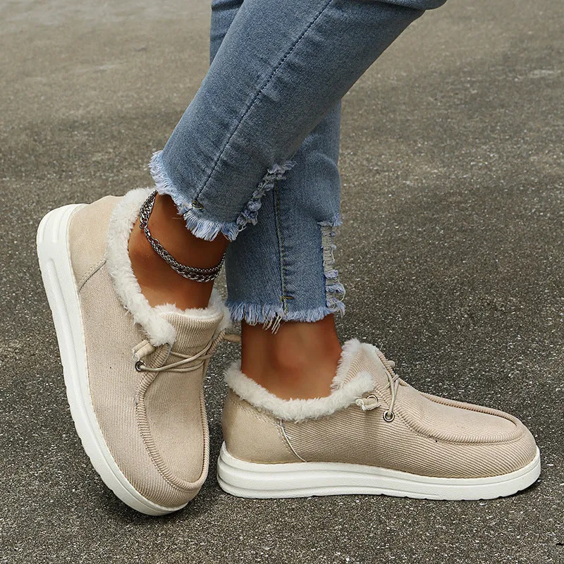 Low-Top Canvas Plush Shoes