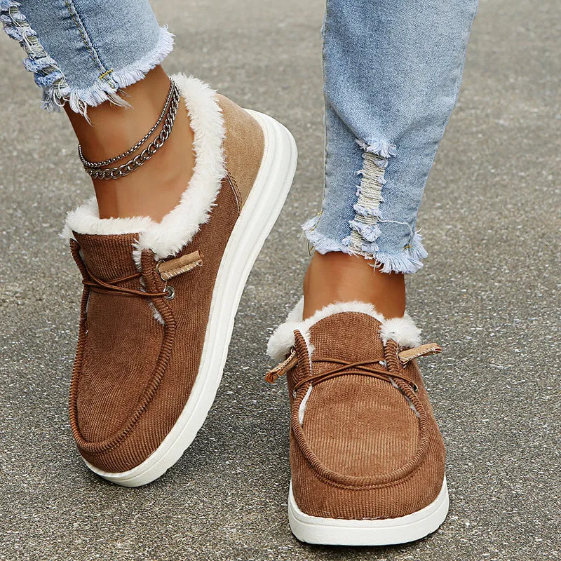 Low-Top Canvas Plush Shoes