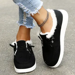 Low-Top Canvas Plush Shoes