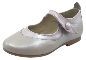 Luccini Girl's Snap Mary Jane, Pearl & Pink/Trim