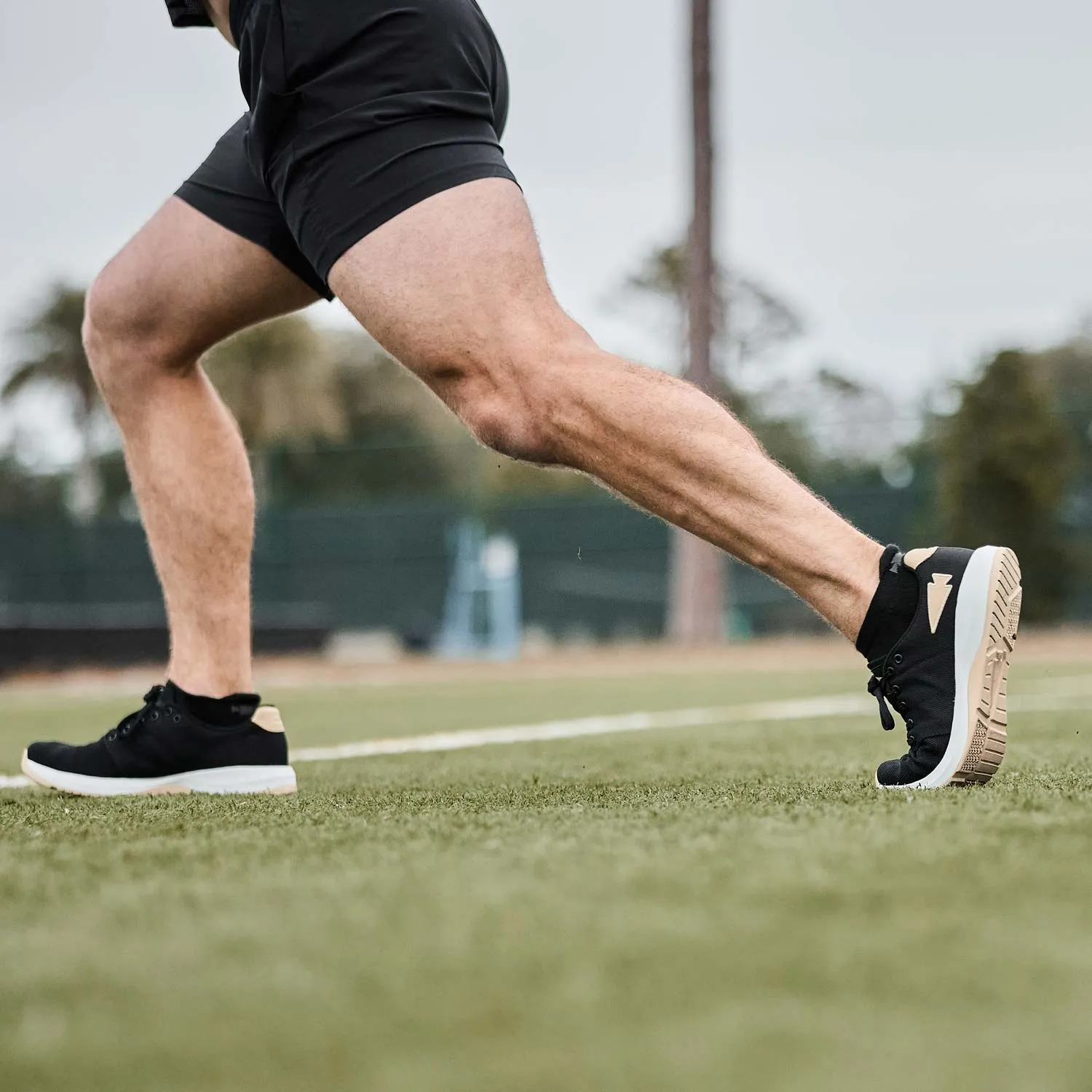 Men’s Ballistic Trainers - Black   White   Gold W/ Gold Reflective Spearhead