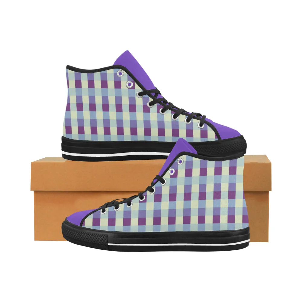 Men's Checker Print Big Size High Top Canvas Shoes