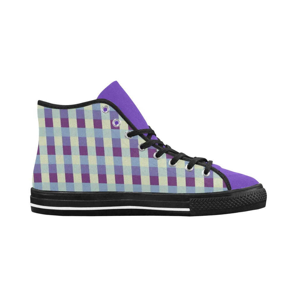 Men's Checker Print Big Size High Top Canvas Shoes