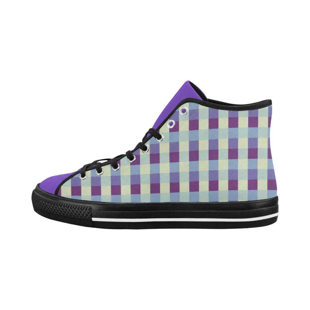 Men's Checker Print Big Size High Top Canvas Shoes