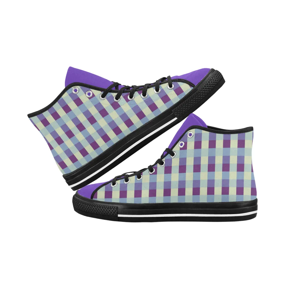 Men's Checker Print Big Size High Top Canvas Shoes