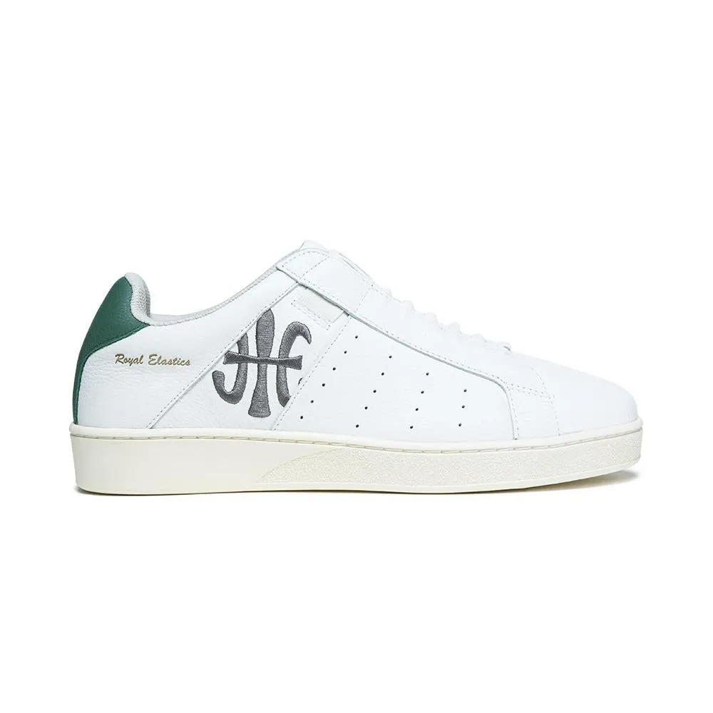 Men's Icon White Green Logo Leather Sneakers 01913-004