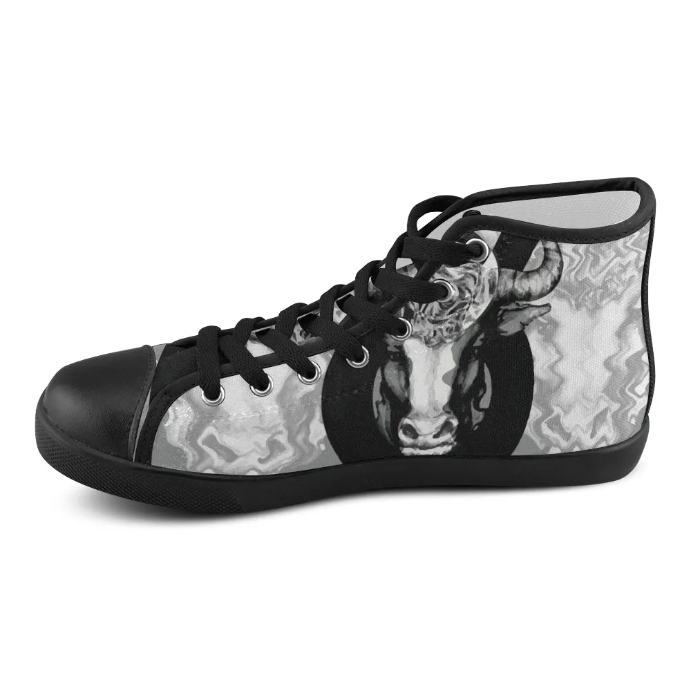 Men's Taurus Zodiac Print Canvas High Top Shoes