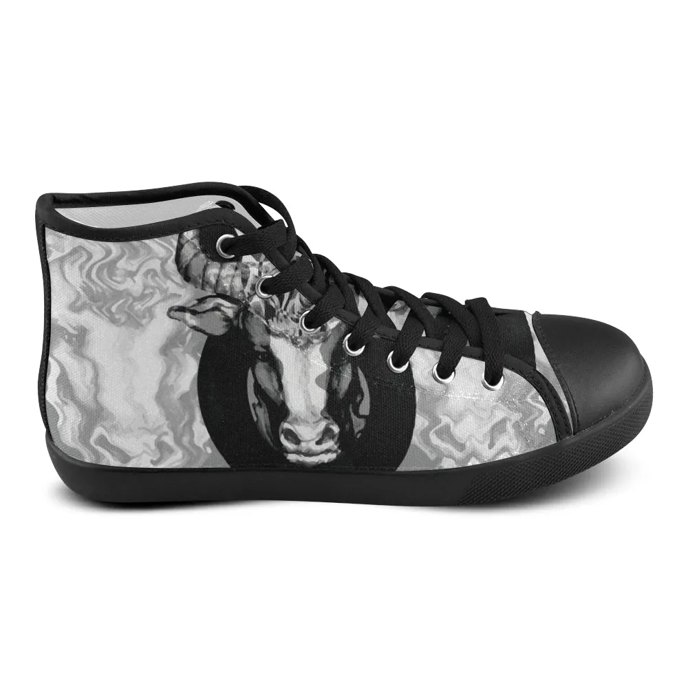 Men's Taurus Zodiac Print Canvas High Top Shoes