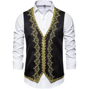 Men's Victorian Waistcoat Slim Fit Embroidered Opera Vest Court Prince Costume Wear