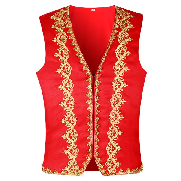 Men's Victorian Waistcoat Slim Fit Embroidered Opera Vest Court Prince Costume Wear