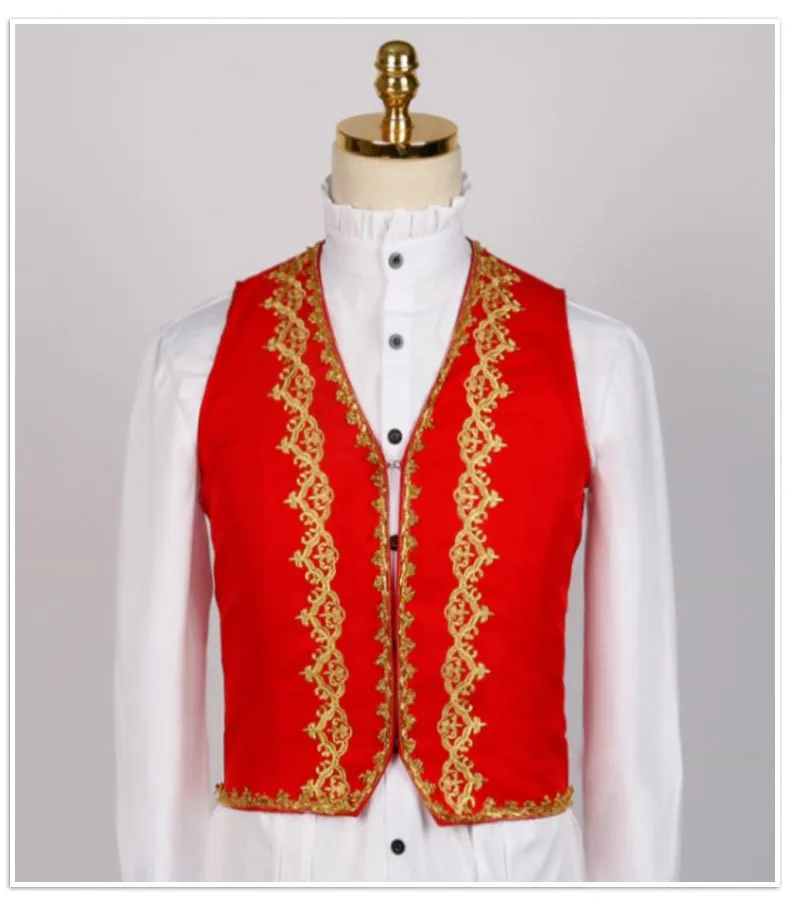 Men's Victorian Waistcoat Slim Fit Embroidered Opera Vest Court Prince Costume Wear