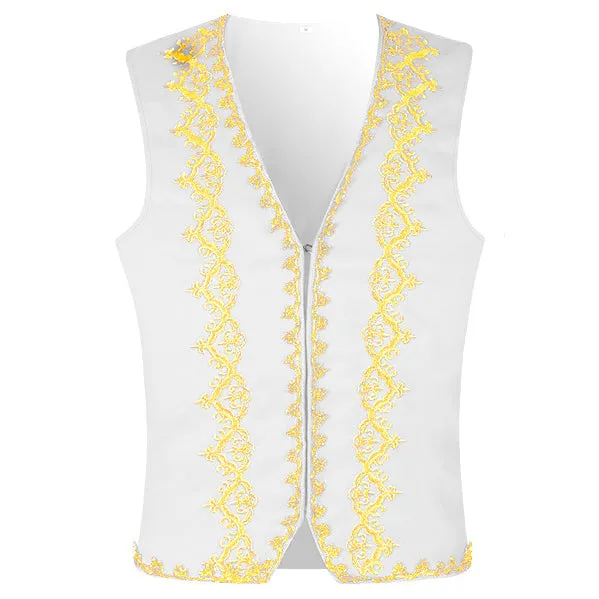 Men's Victorian Waistcoat Slim Fit Embroidered Opera Vest Court Prince Costume Wear