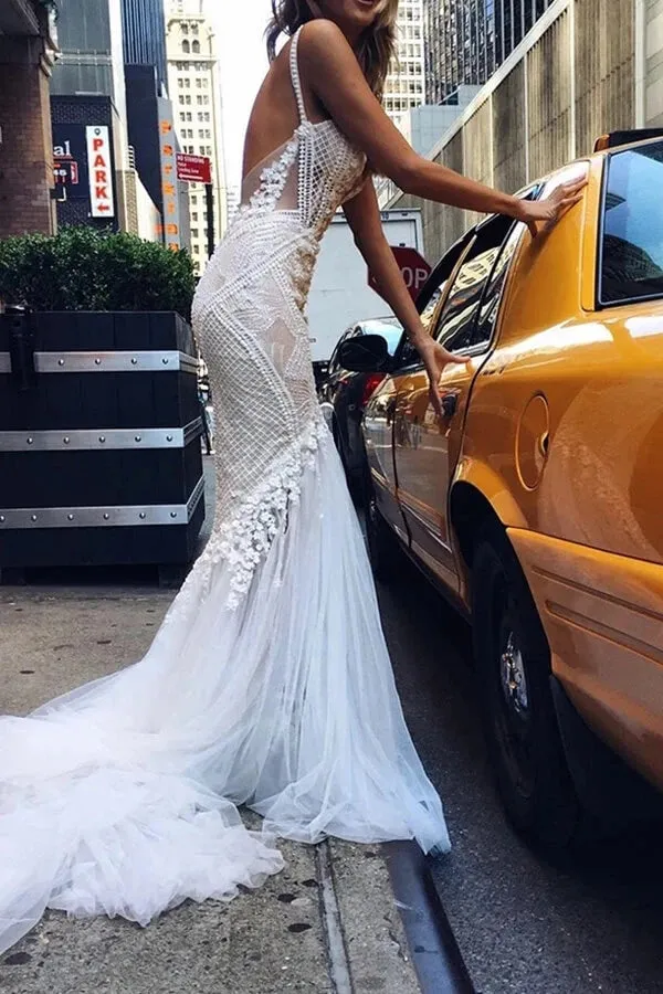 Mermaid Ivory Tulle Wedding Dress