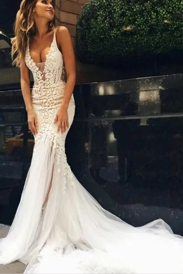 Mermaid Ivory Tulle Wedding Dress