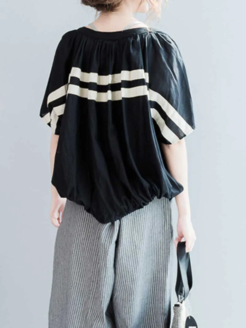 Mountain of Love Round-Neck Stripes Top