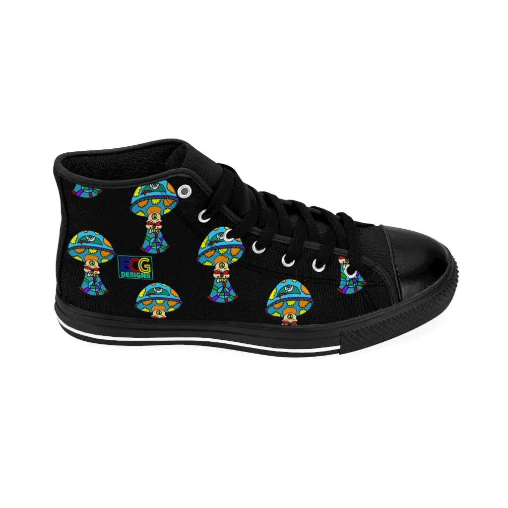 Multicolored Skull Shroom Men's High-top Sneakers