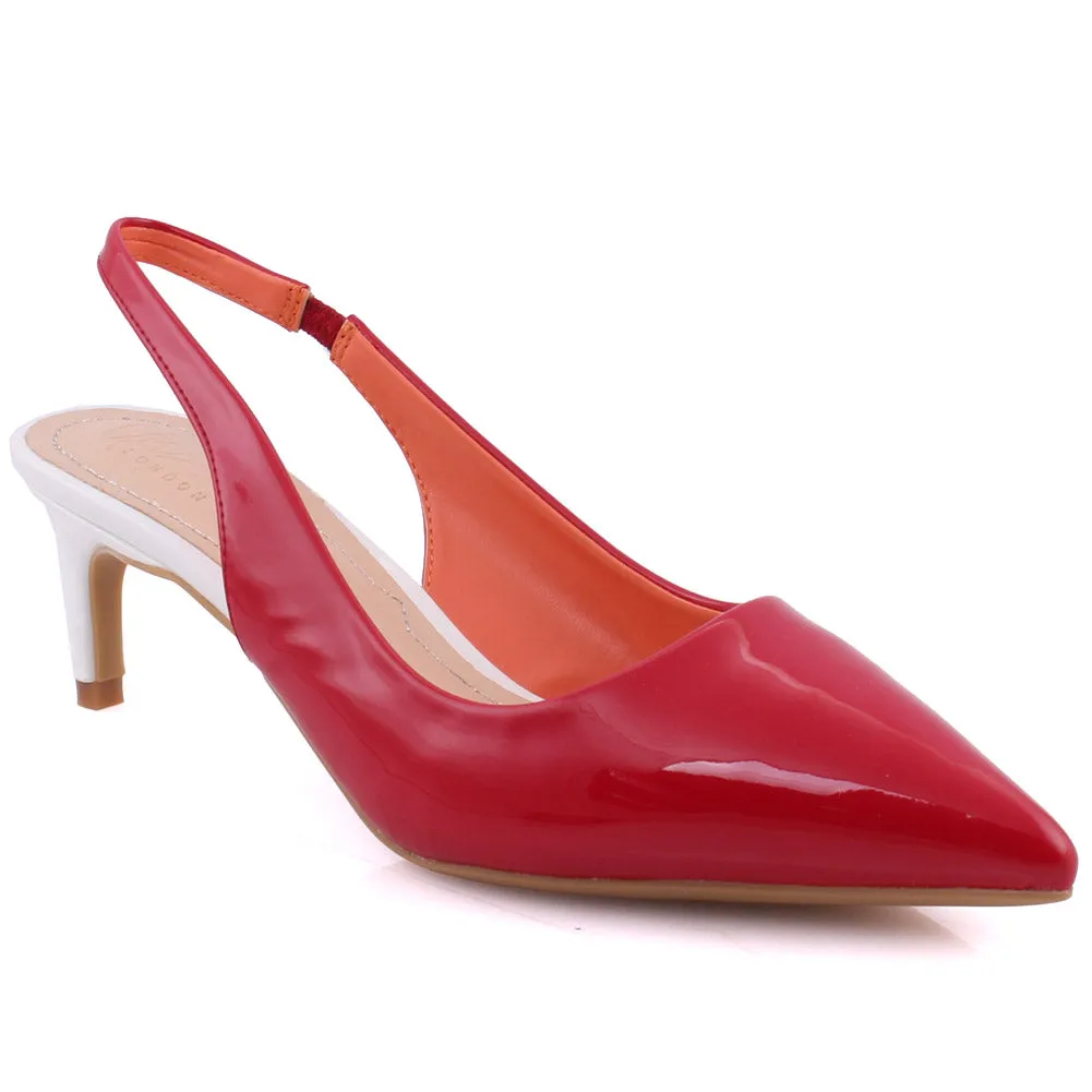 New Women “JUNE” Patent Sling-Back Court Shoes