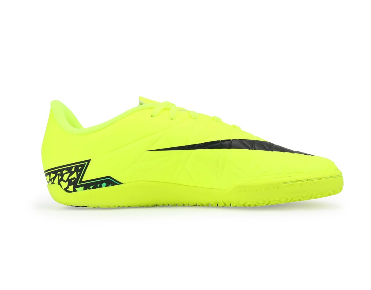 Nike Kids Hypervenom Phelon II Indoor Soccer Shoes Volt Black/Hyper Turquoise/Clear Jade