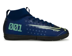 Nike Kids Mercurial Superfly 7 Academy MDS Indoor Soccer Shoes Blue Void/Barely Volt/White