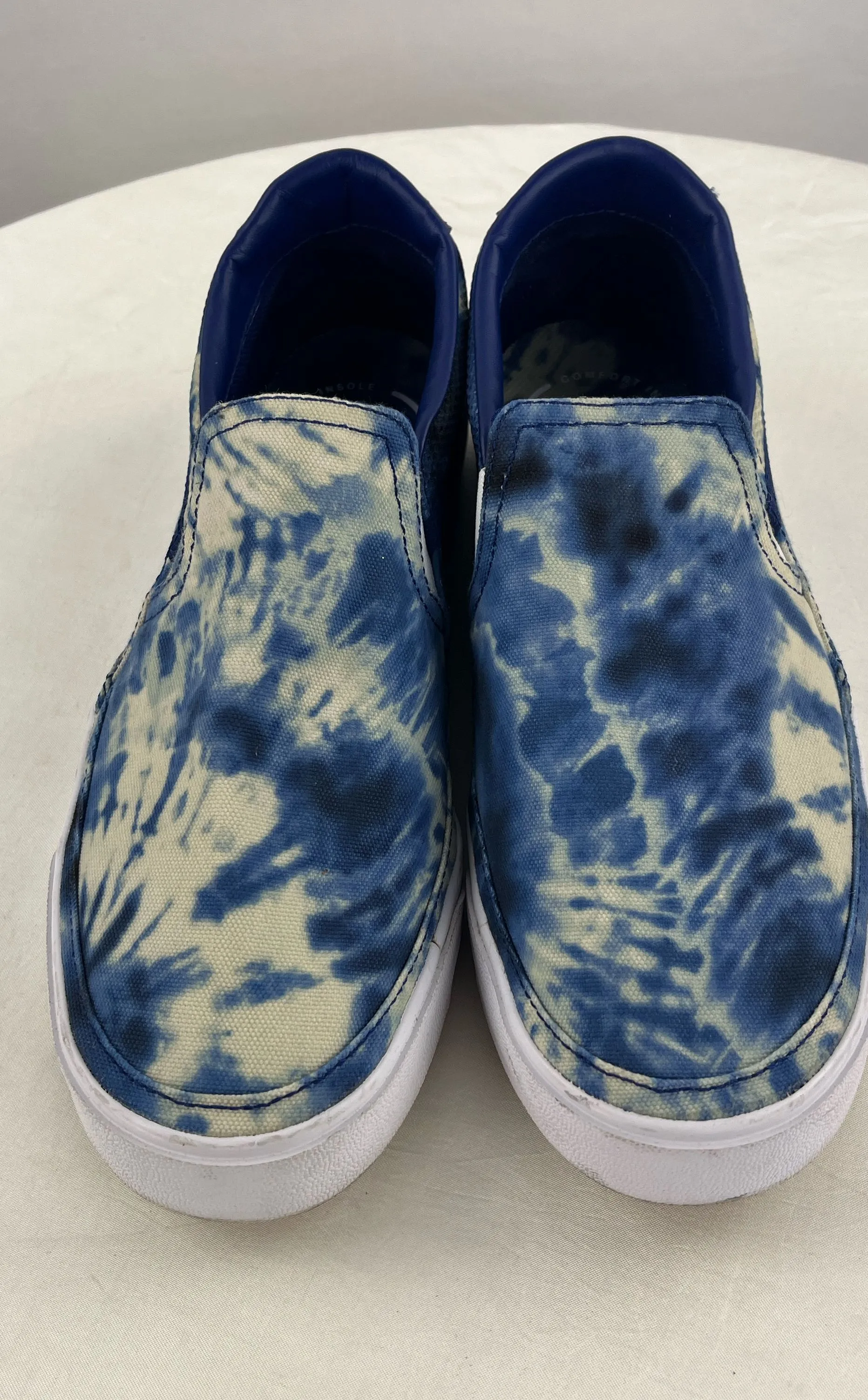 NIKE Men's Court Legacy Print Slip On Comfort Canvas Blue Tie Dye Shoes Size 9.5