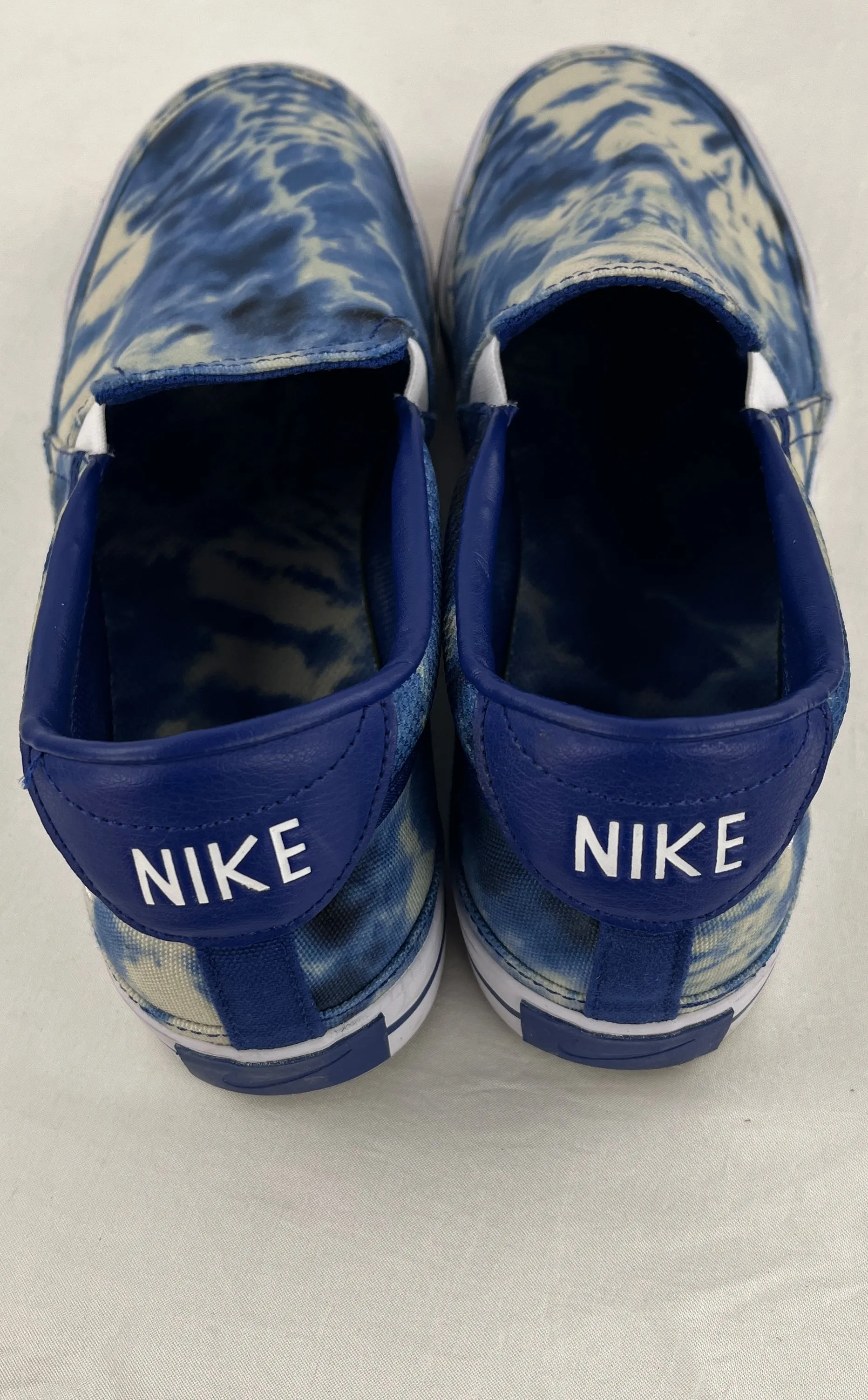 NIKE Men's Court Legacy Print Slip On Comfort Canvas Blue Tie Dye Shoes Size 9.5