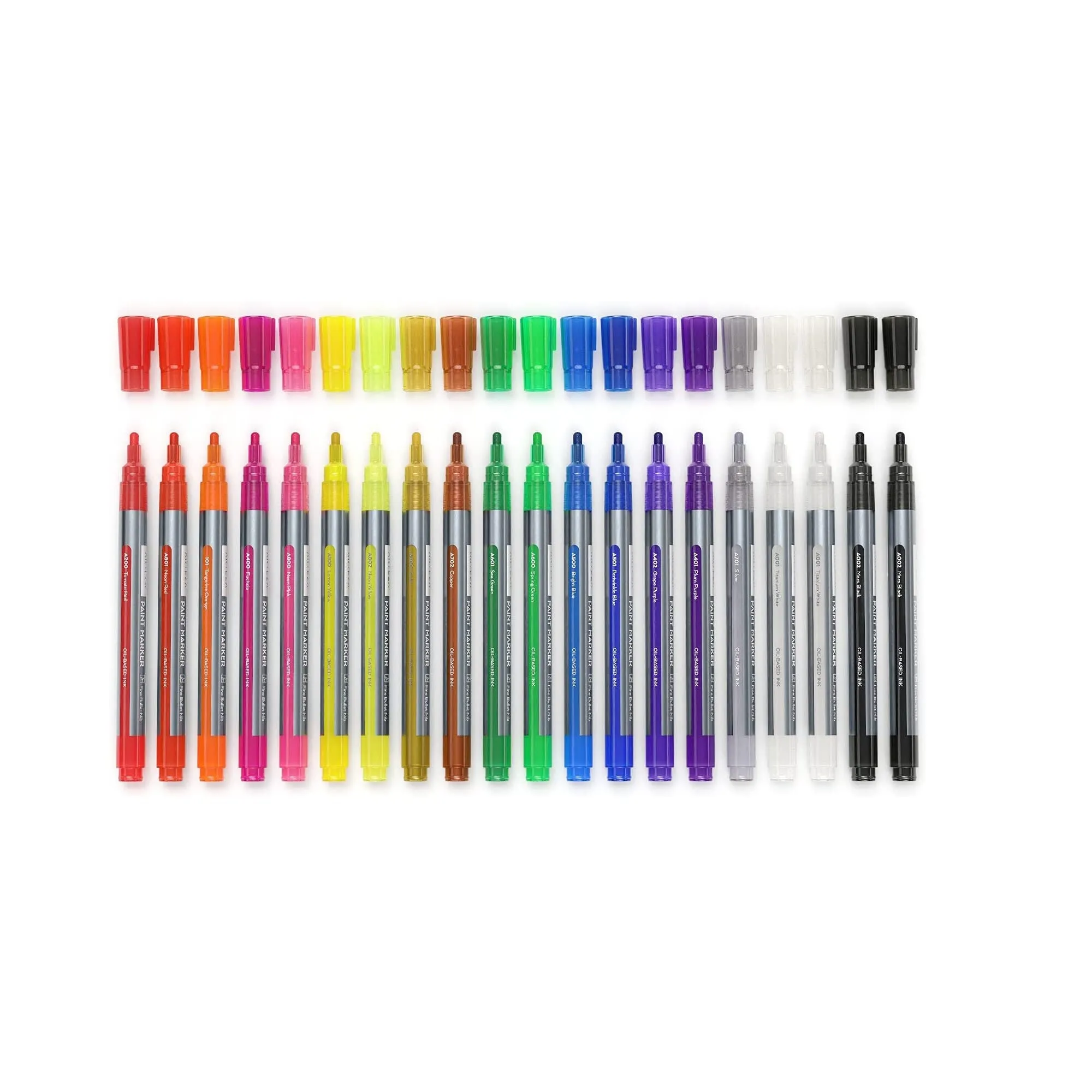 Oil-Based Paint Markers | 20-Pack | 18 Unique Colors | 1.3 mm Line | Small Barrel | Quick-Drying Permanent Marker Pens