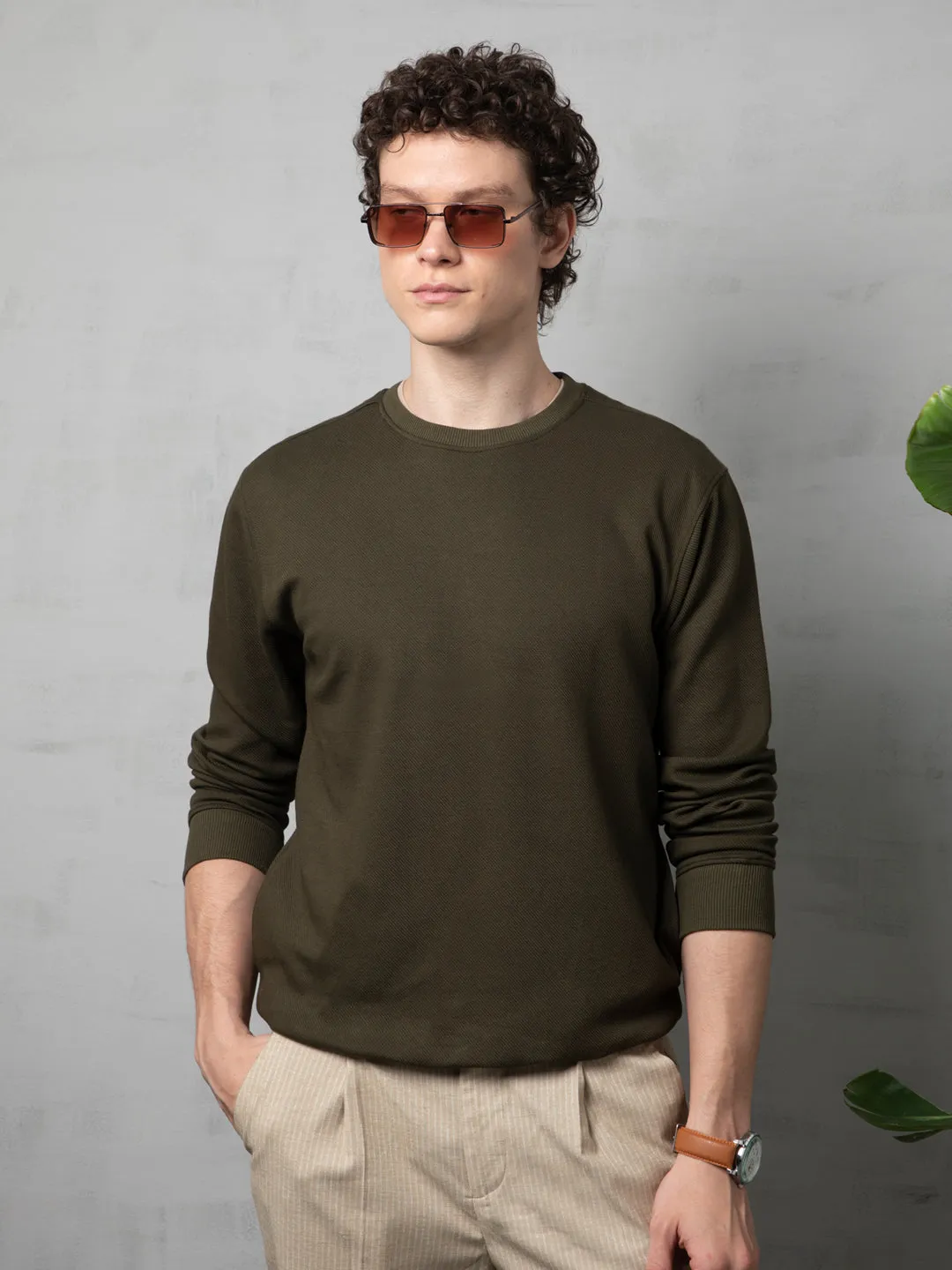 Olive Plain Sweatshirt