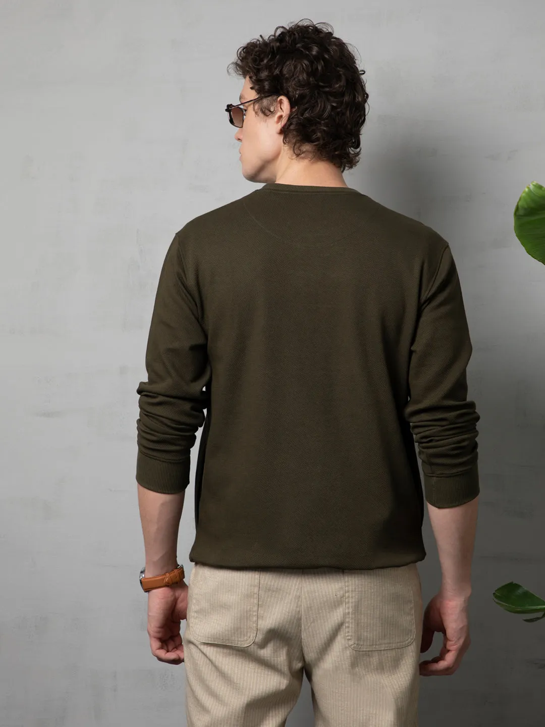 Olive Plain Sweatshirt