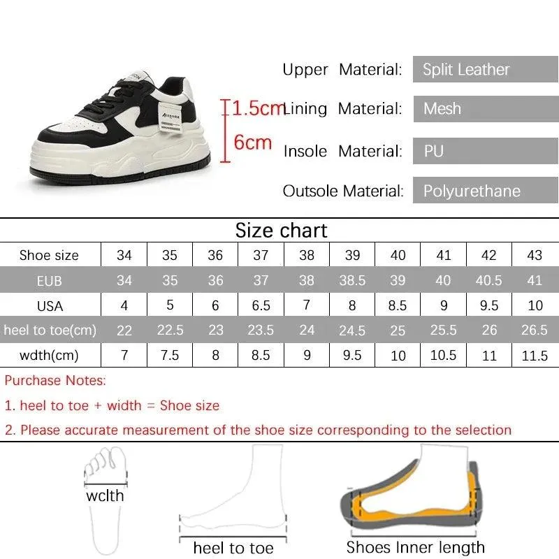 P47 Women's Casual Shoes - Leather Sneakers With Thick Bottom