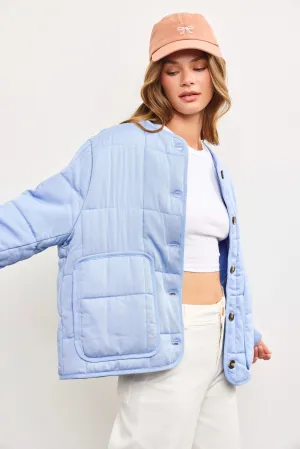 Quilted Oversized Flap Patch Pockets Puff Jacket