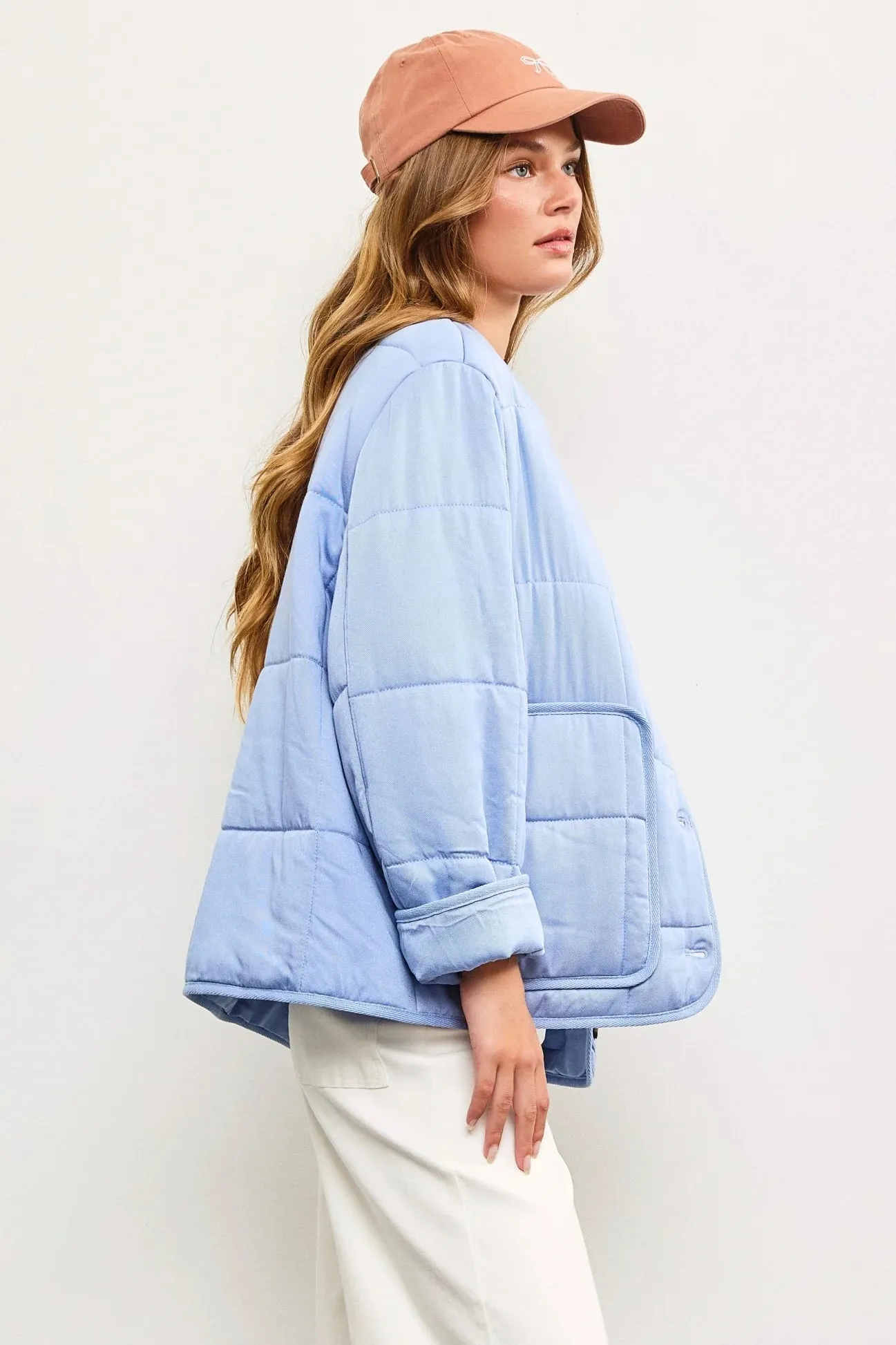 Quilted Oversized Flap Patch Pockets Puff Jacket