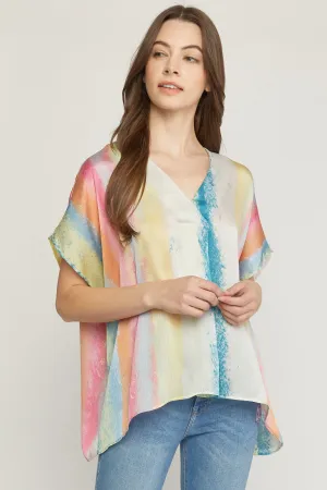 Rainbow Placket Top