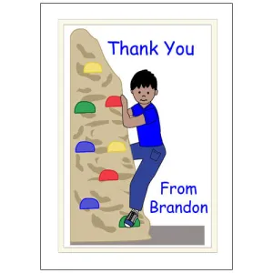 Rock Climbing Thank You Note Cards - Boy