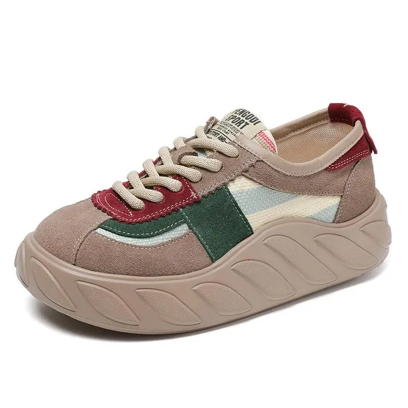 SA353 Leather Women's Sneakers: Mixed Colors Flats Casual Shoes