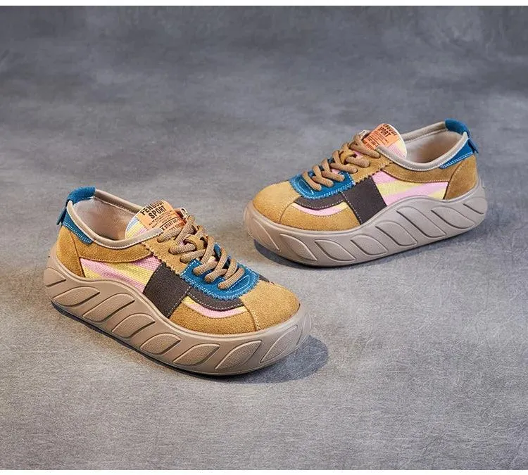 SA353 Leather Women's Sneakers: Mixed Colors Flats Casual Shoes