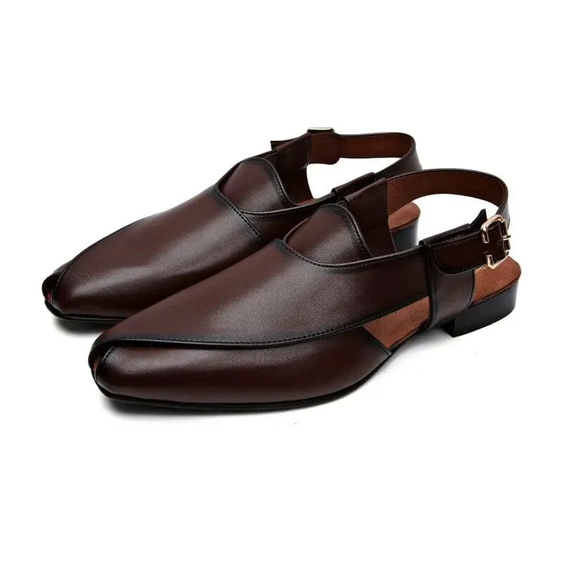 Solid Buckle Strap Mules Dress Shoes