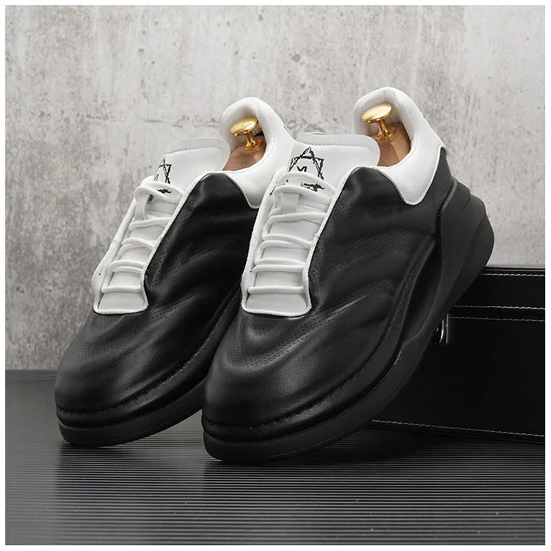 Solid Split Leather Men's Sneakers