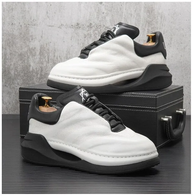 Solid Split Leather Men's Sneakers